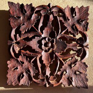 Carved Wood Trivet Hot Plate or Planter Holder